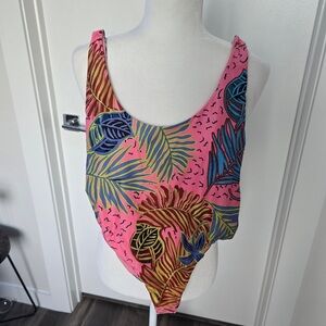 Tropical Print Pink Women's Bodysuit
